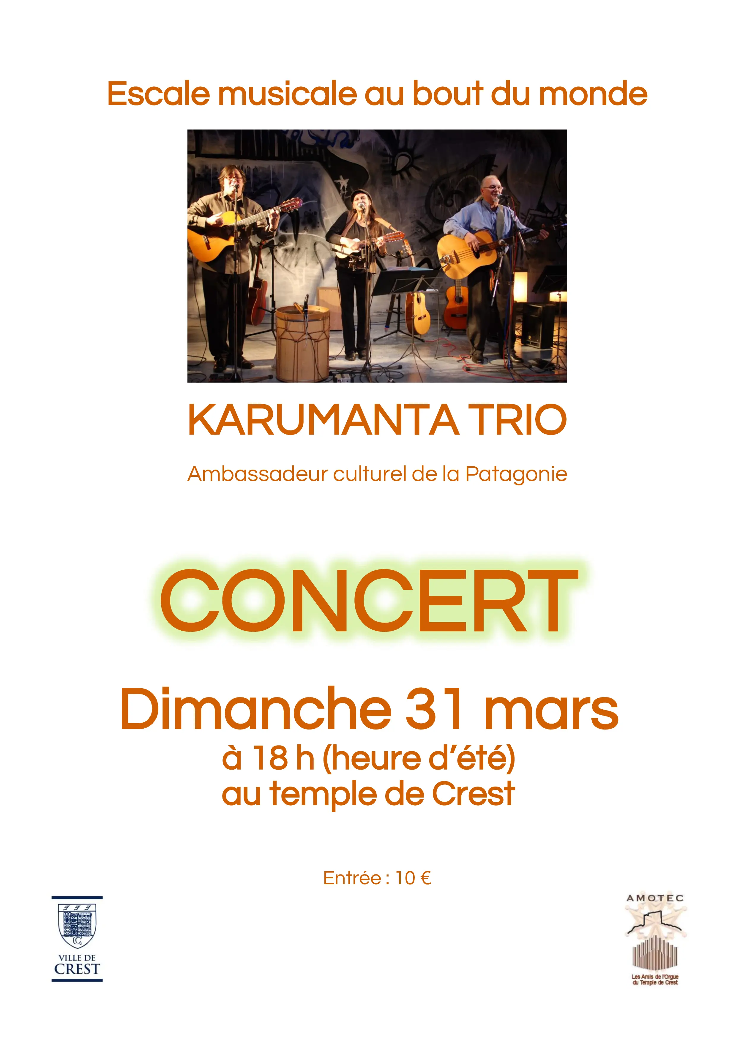 Affiche concert Karumanta trio de Patagonie 2024